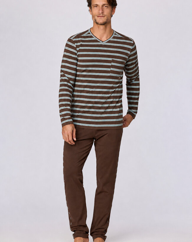 Woody Heren pyjama, bruine streep