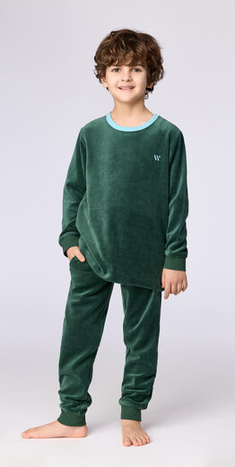 Woody Jongens-Heren pyjama, donkergroen