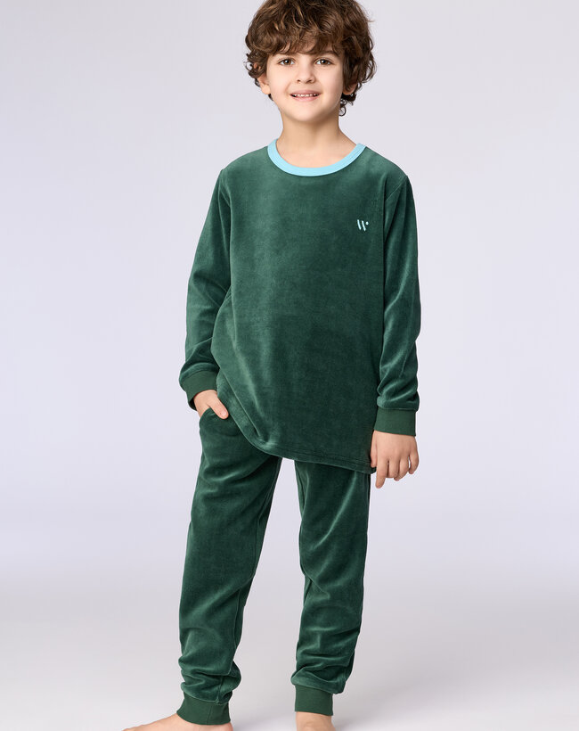 Woody Jongens-Heren pyjama, donkergroen