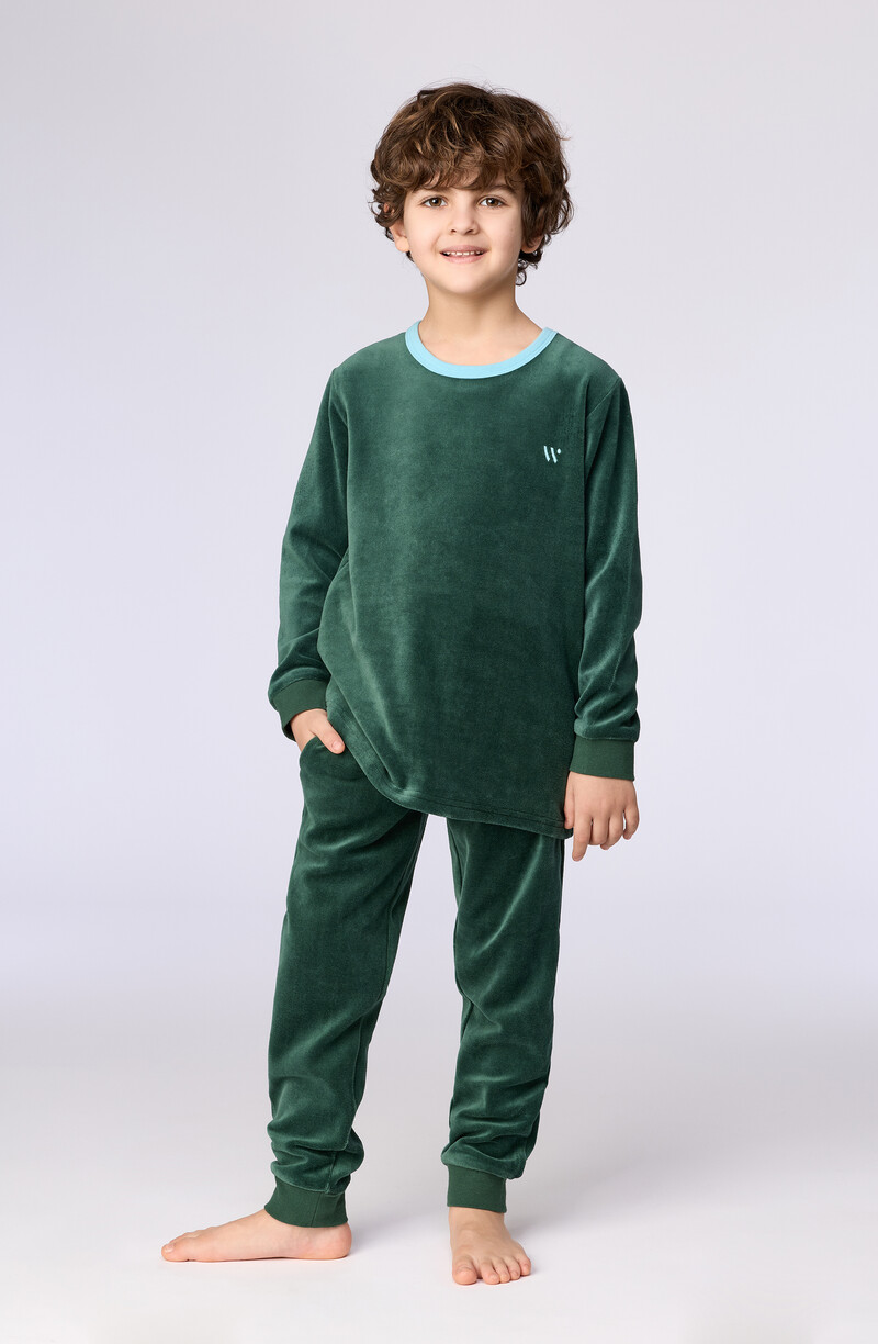 Woody Jongens-Heren pyjama, donkergroen