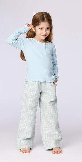 Woody Meisjes-Dames pyjama, lichtblauw