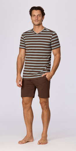 Woody Heren pyjama, bruine streep