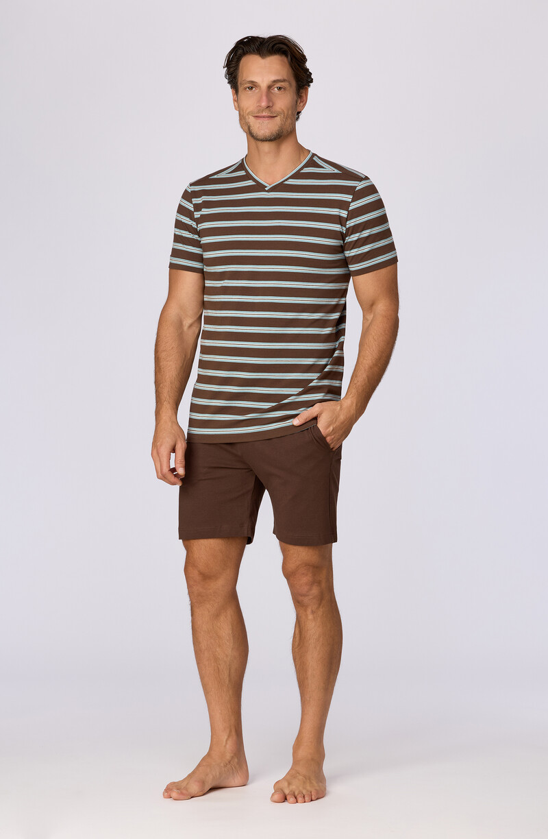 Woody Heren pyjama, bruine streep