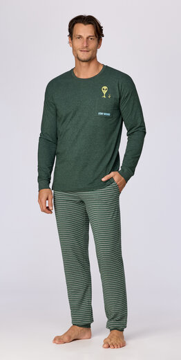 Woody Jongens-Heren pyjama, donkergroen