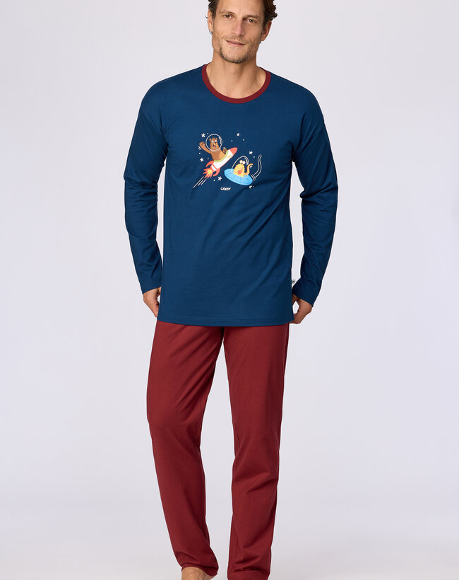 Woody Jongens-Heren pyjama, donkerblauw