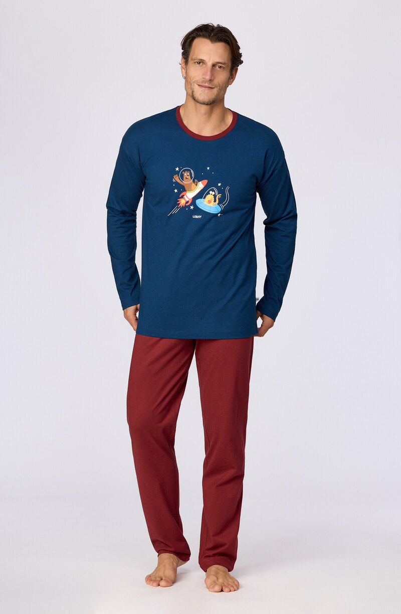 Woody Jongens-Heren pyjama, donkerblauw