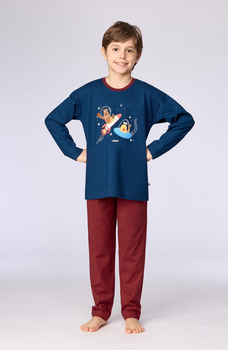 Woody Jongens-Heren pyjama, donkerblauw