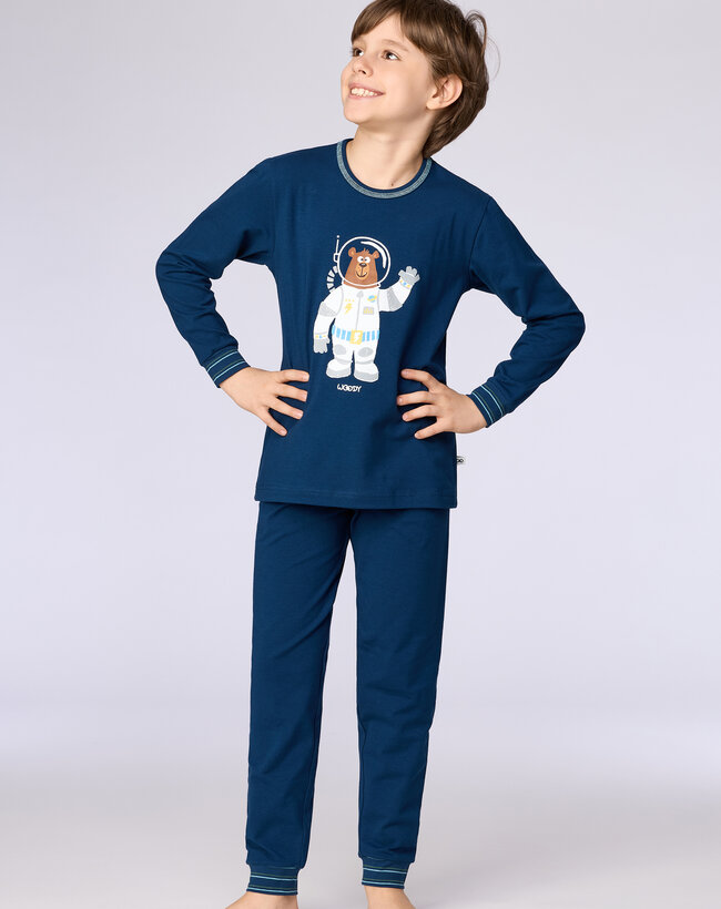 Woody Jongens-Heren pyjama, donkerblauw