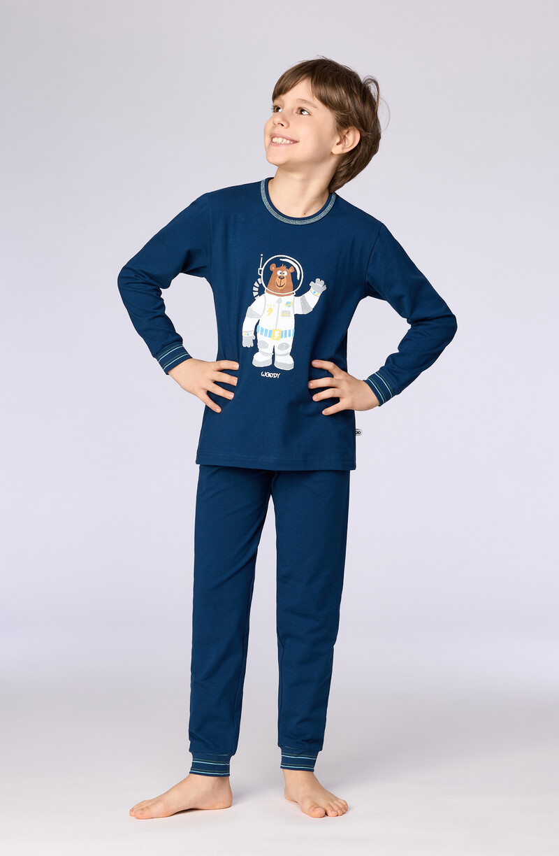 Woody Jongens-Heren pyjama, donkerblauw