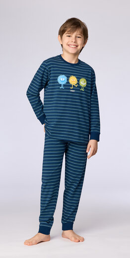 Woody Jongens-Heren pyjama, donkerblauwe streep gestreept