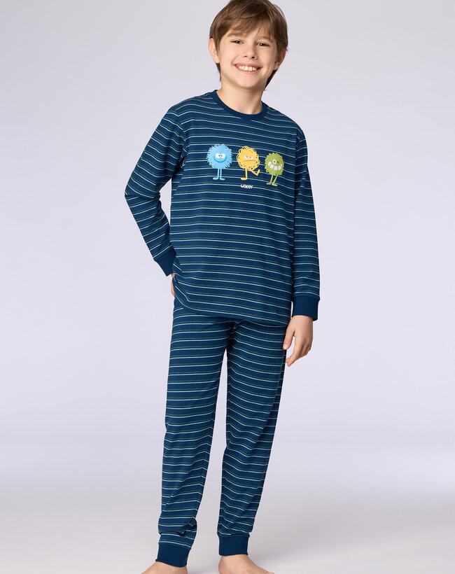 Woody Jongens-Heren pyjama, donkerblauwe streep gestreept