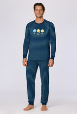 Woody Jongens-Heren pyjama, donkerblauwe streep gestreept