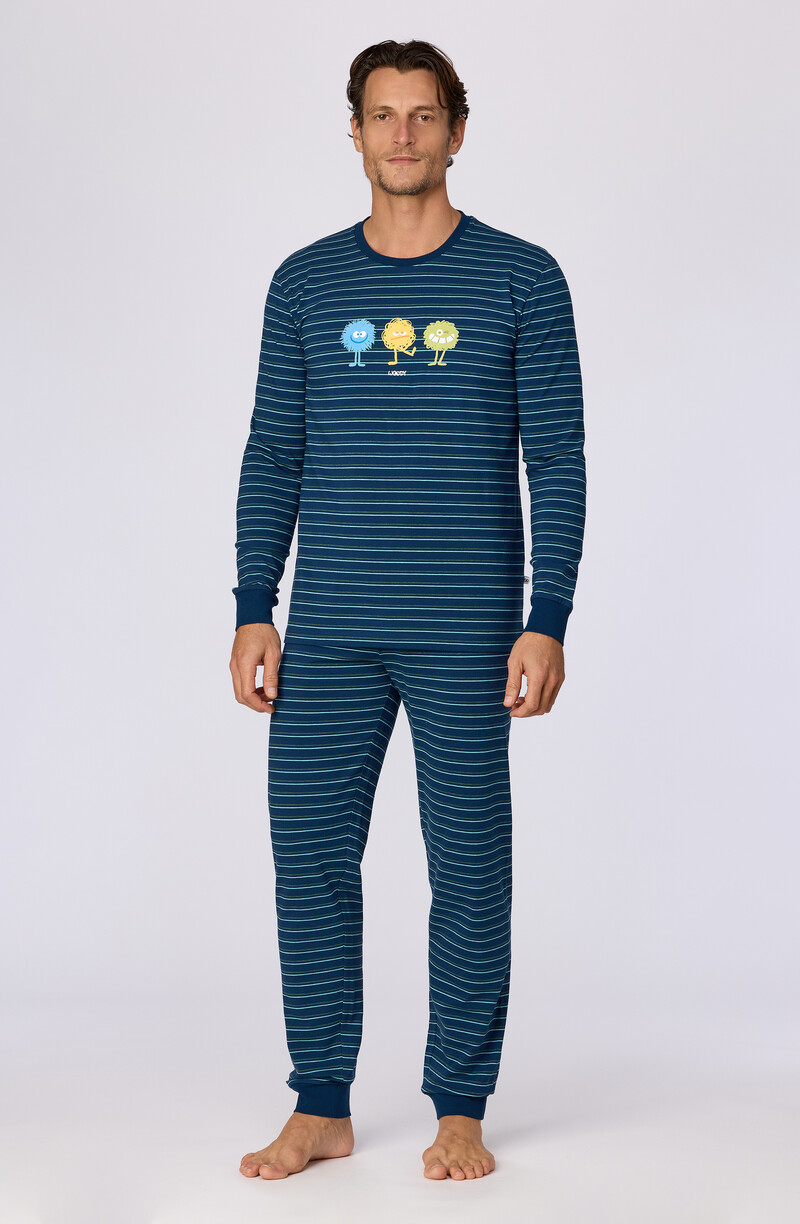 Woody Jongens-Heren pyjama, donkerblauwe streep gestreept