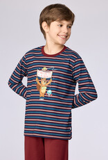 Woody Jongens-Heren pyjama, donkerblauwe streep print