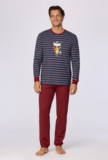 Woody Jongens-Heren pyjama, donkerblauwe streep print