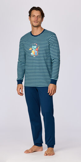 Woody Jongens-Heren pyjama, blauwe streep gestreept