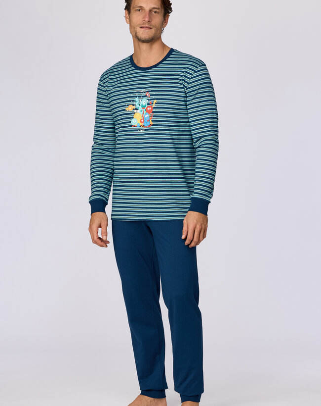 Woody Jongens-Heren pyjama, blauwe streep gestreept
