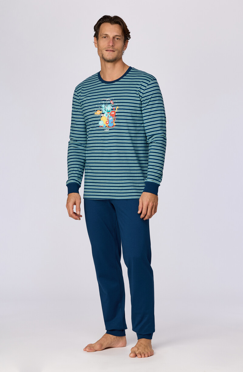 Woody Jongens-Heren pyjama, blauwe streep gestreept
