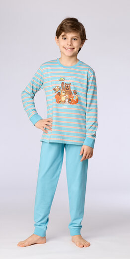 Woody Jongens-Heren pyjama, blauwe streep