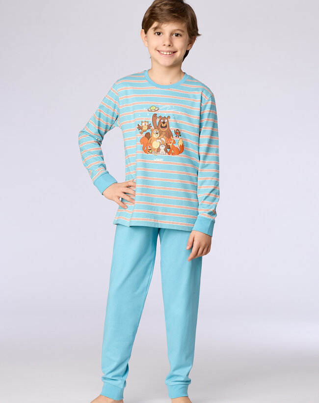 Woody Jongens-Heren pyjama, blauwe streep