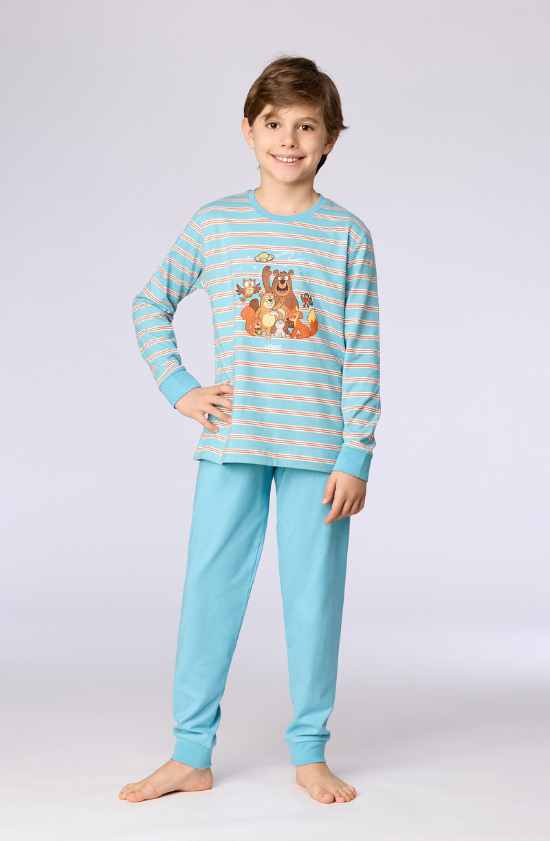 Woody Jongens-Heren pyjama, blauwe streep