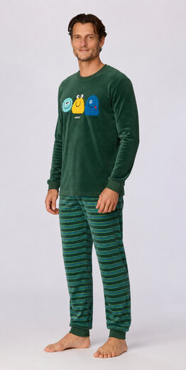 Woody Jongens-Heren pyjama, donkergroen