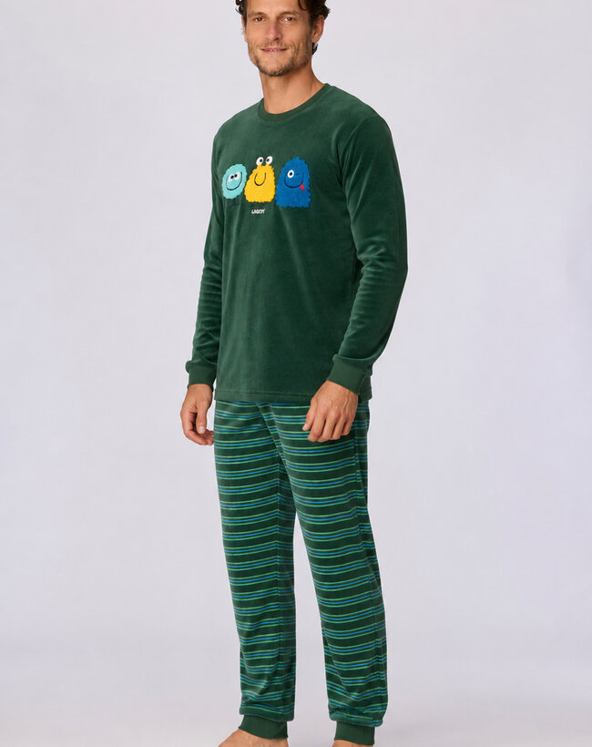 Woody Jongens-Heren pyjama, donkergroen