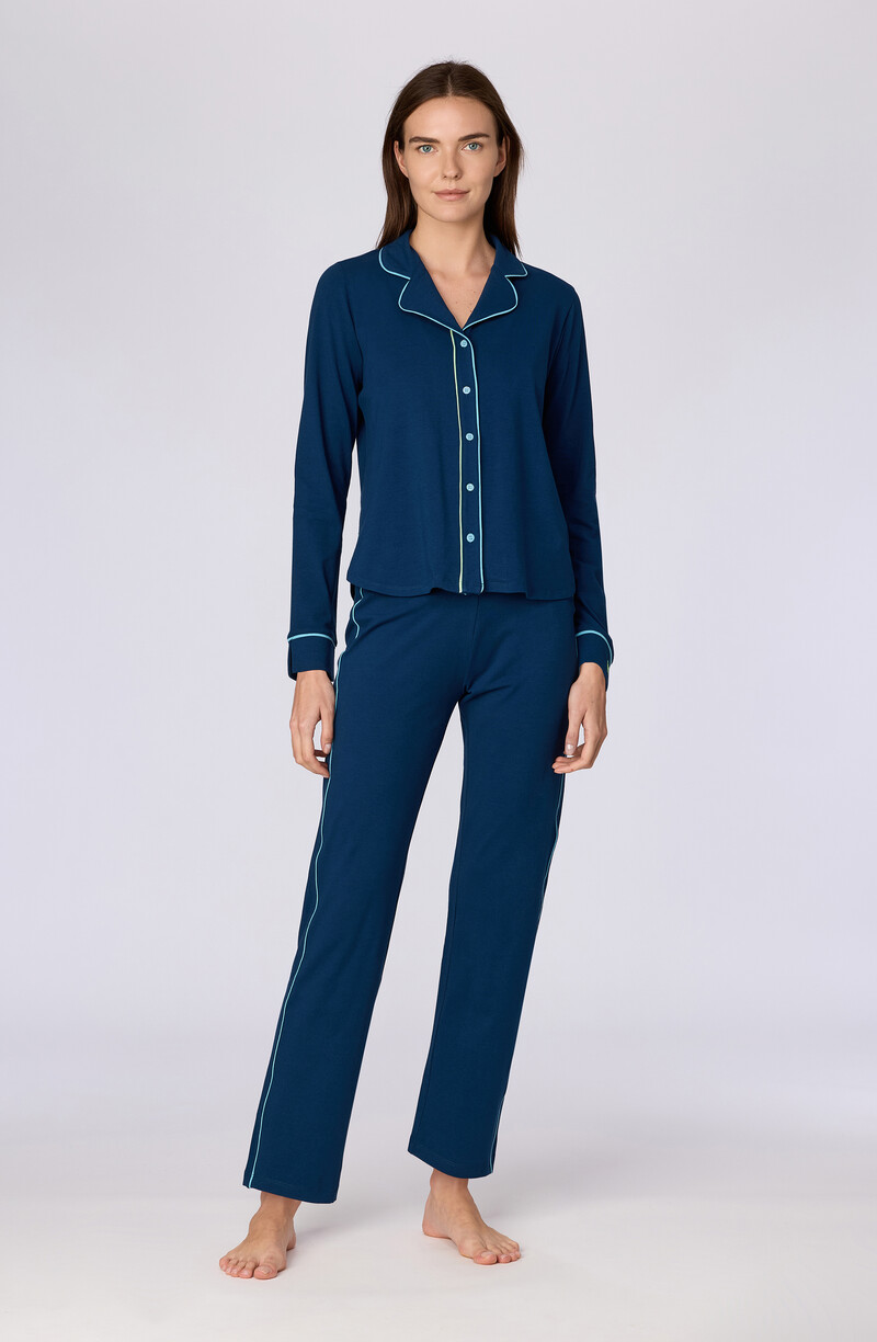 Woody Dames pyjama, donkerblauw