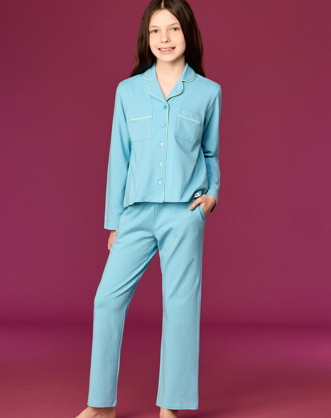 Woody Meisjes-Dames pyjama, blauw
