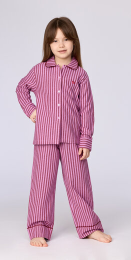 Woody Meisjes-Dames pyjama, roze streep