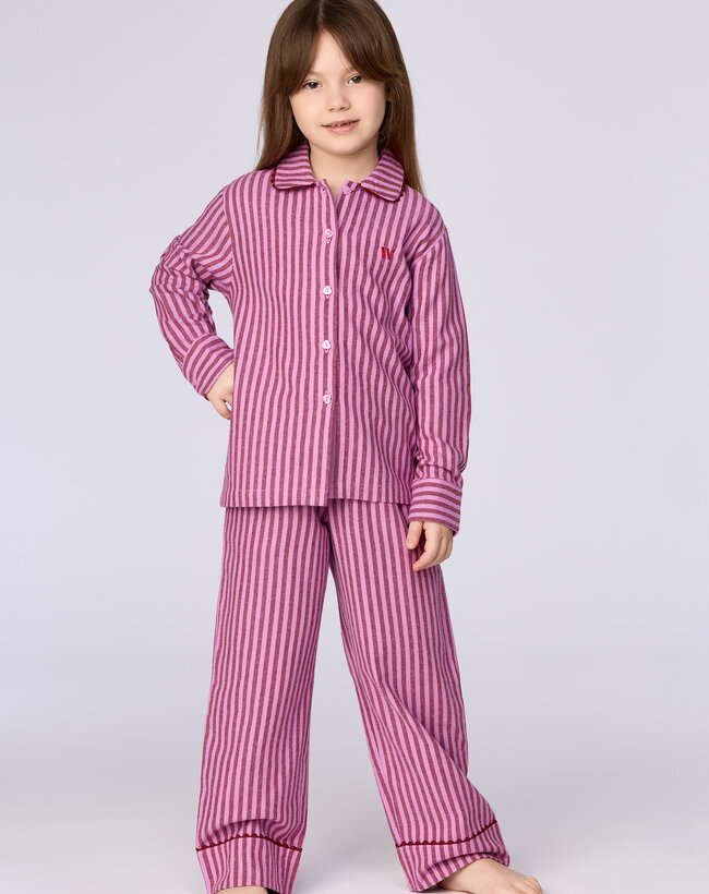 Woody Meisjes-Dames pyjama, roze streep