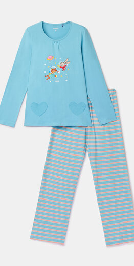 Woody Meisjes-Dames pyjama, blauw
