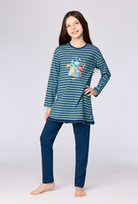 Woody Meisjes-Dames pyjama, blauwe streep gestreept