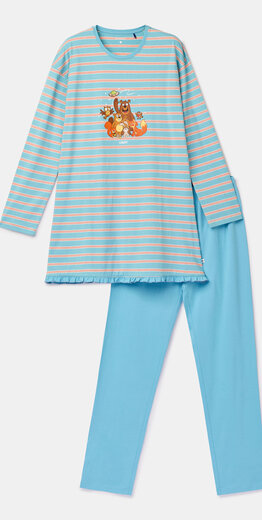 Woody Meisjes-Dames pyjama, blauwe streep