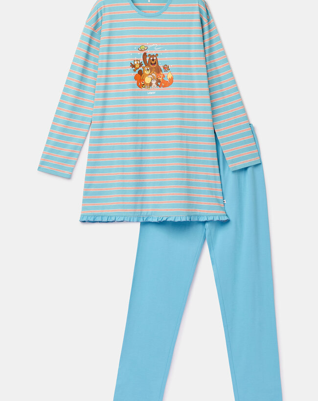 Woody Meisjes-Dames pyjama, blauwe streep