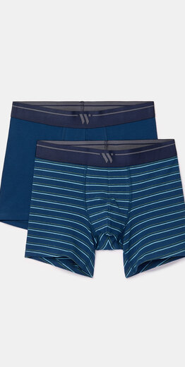 Woody Heren boxer, donkerblauwe streep + donkerblauw