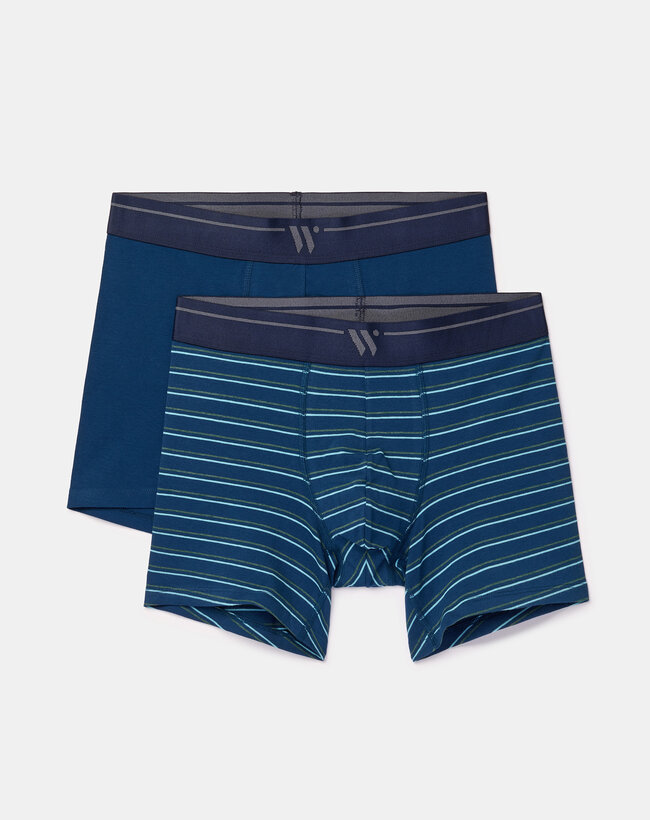 Woody Heren boxer, donkerblauwe streep + donkerblauw