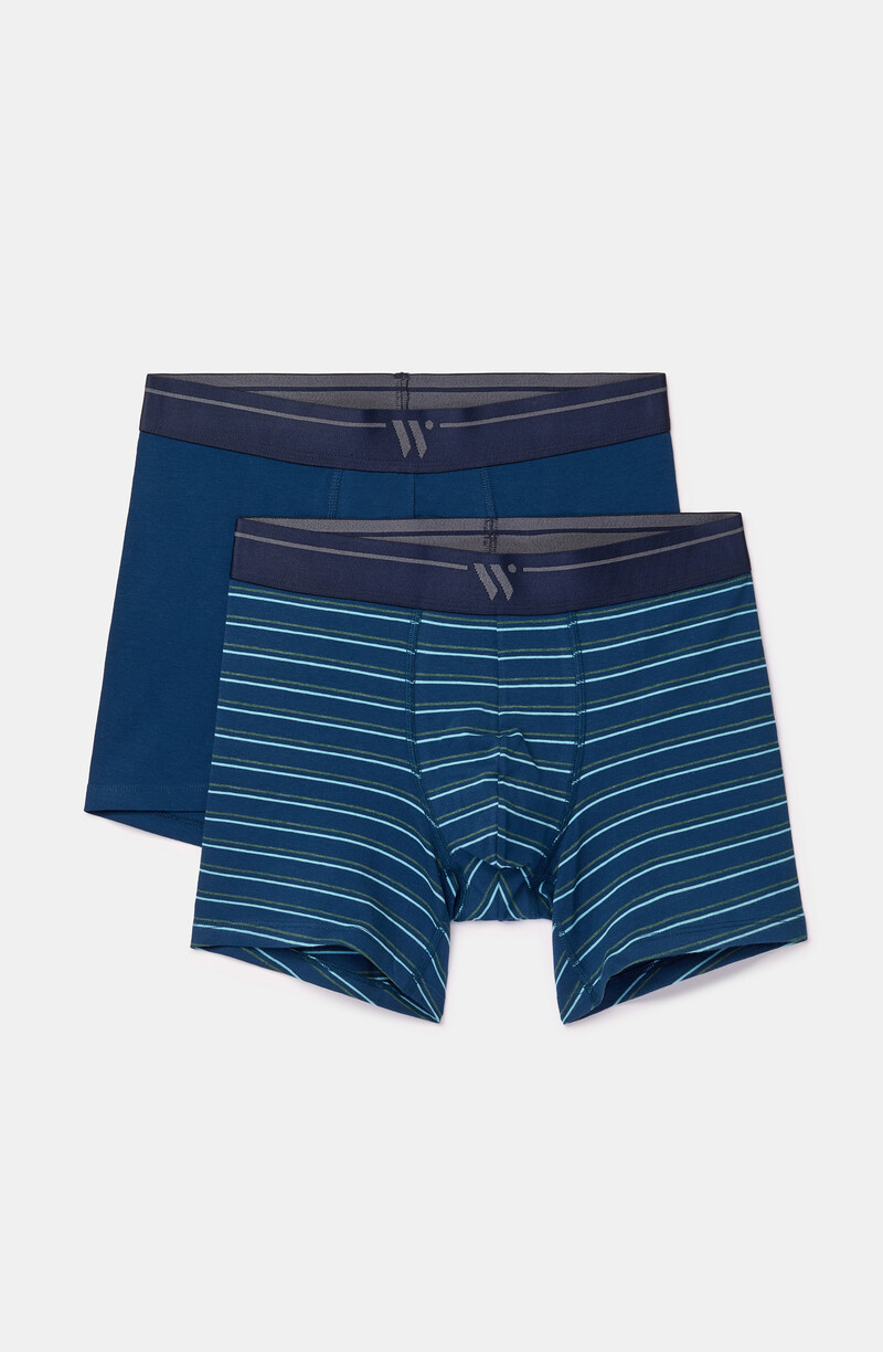 Woody Heren boxer, donkerblauwe streep + donkerblauw