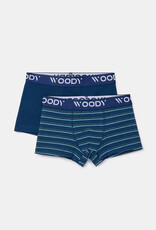 Woody Jongens boxer, donkerblauwe streep + donkerblauw