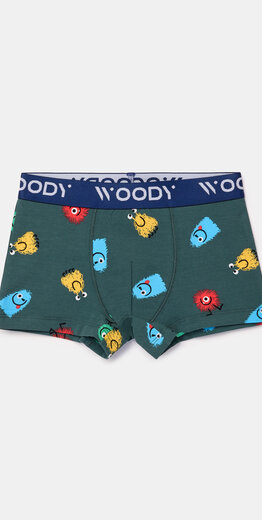 Woody Jongens boxer, alien print + groen