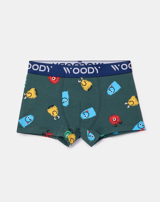 Woody Jongens boxer, alien print + groen