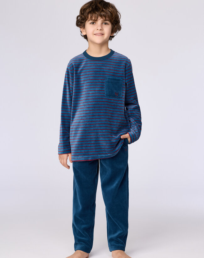 Woody Heren pyjama, donkerblauwe streep