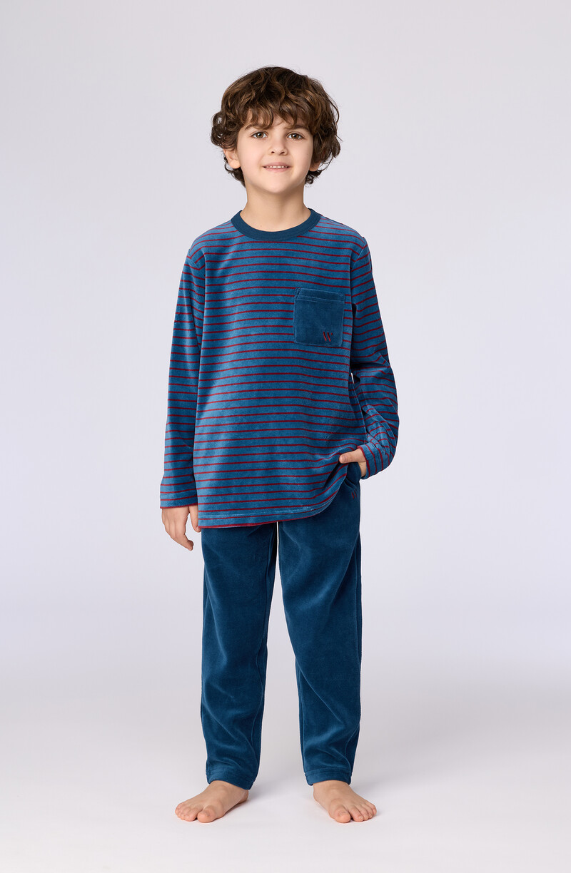 Woody Heren pyjama, donkerblauwe streep