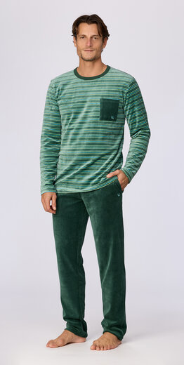 Woody Heren pyjama, groene streep