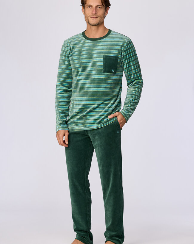 Woody Heren pyjama, groene streep