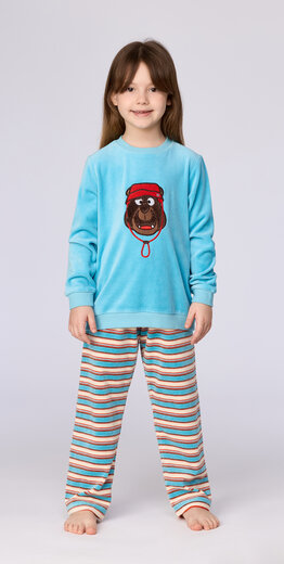 Woody Meisjes-Dames pyjama, blauw