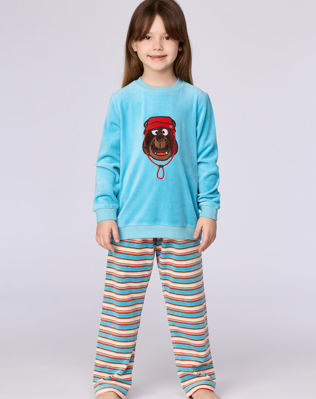 Woody Meisjes-Dames pyjama, blauw