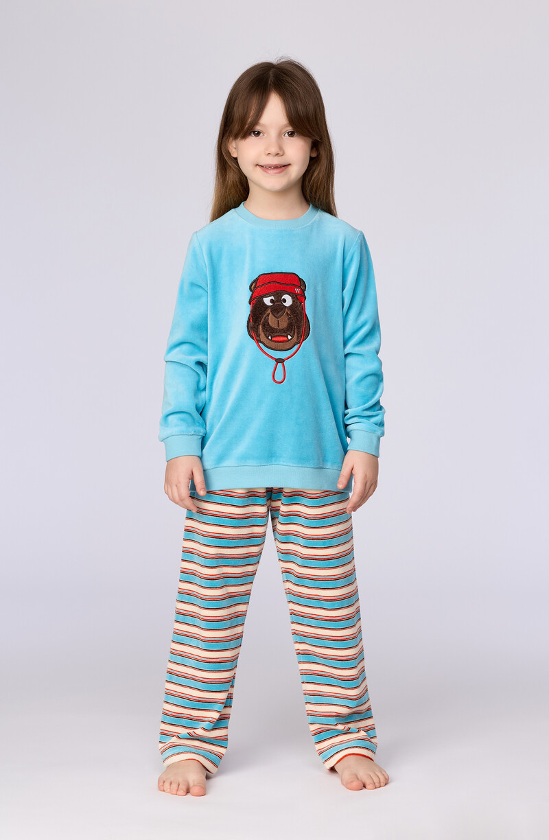 Woody Meisjes-Dames pyjama, blauw
