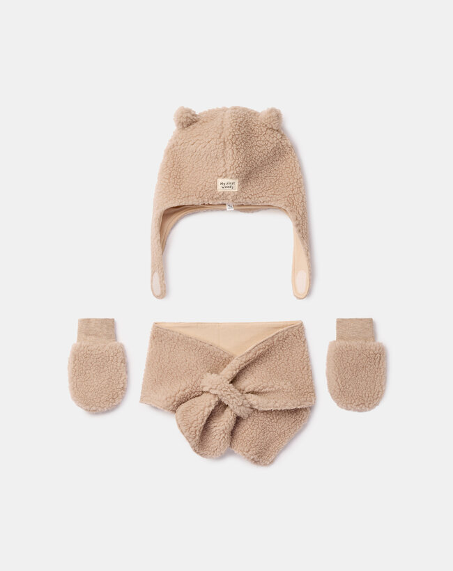 Woody Set van muts en wantjes, beige