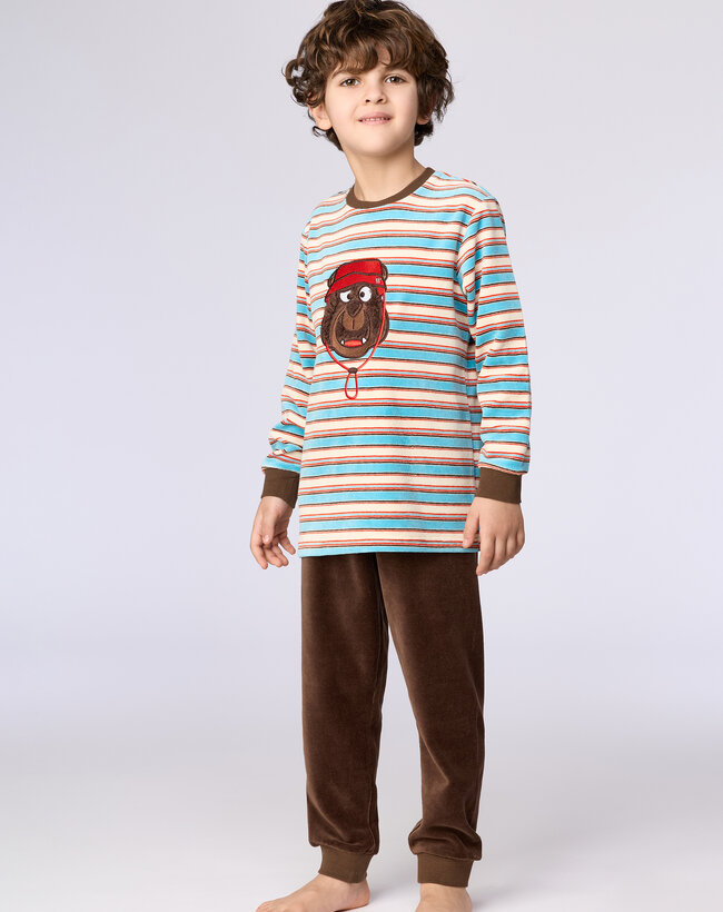 Woody Jongens-Heren pyjama, multicolor streep